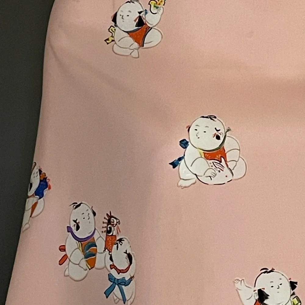 Charming Vintage Japan Sumo Baby Print Scarf 29 In Very Good Condition - Picture 4 of 10